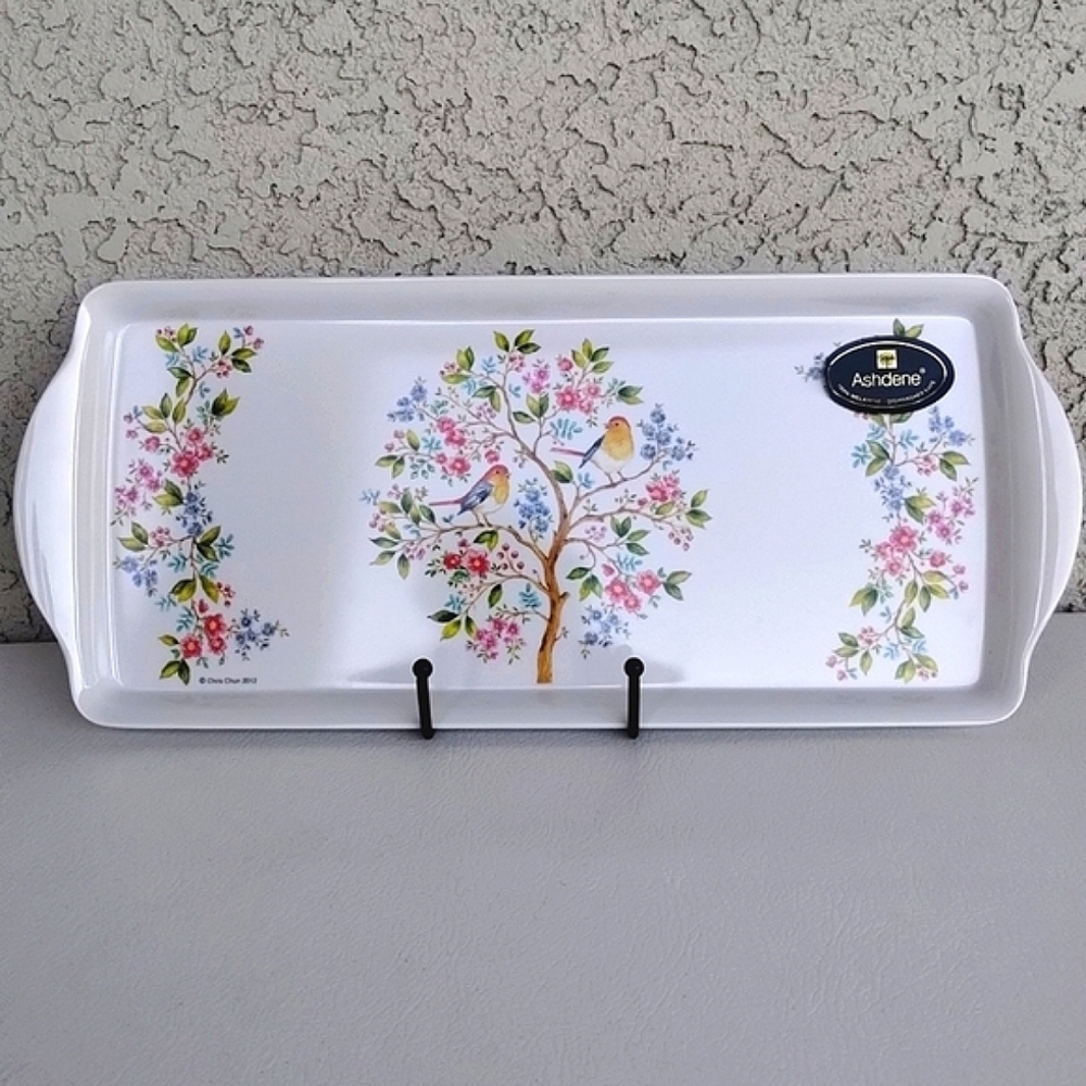 Ashdene Floral Bird Serving Tray Melamine NWOT